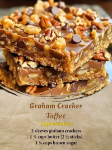 Delicious homemade Graham Cracker Toffee with a crunchy topping
