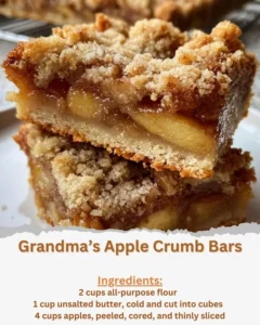 Delicious homemade apple crumb bars topped with a golden crumb mixture