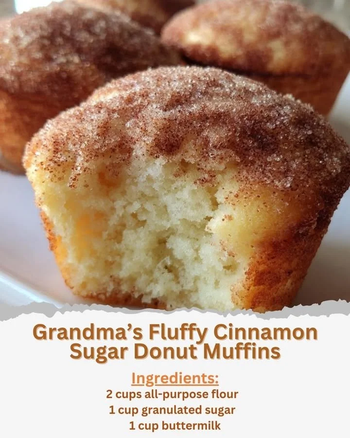 Fluffy cinnamon sugar donut muffins on a rustic plate