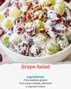 Delicious grape salad with fresh grapes and mixed toppings