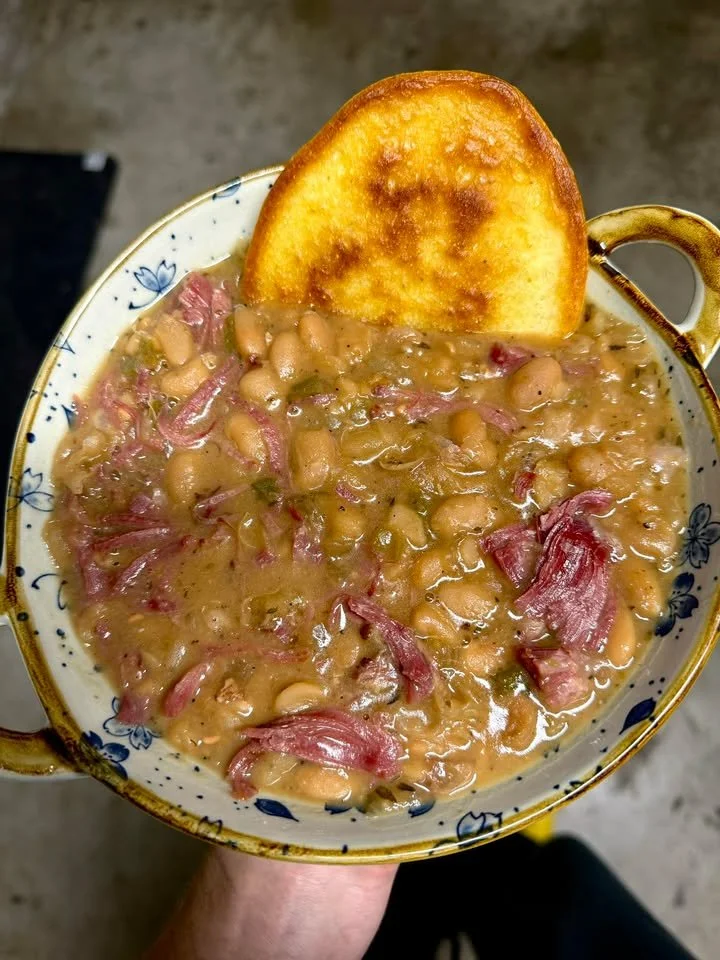 Great Northern Beans with Smoked Turkey and Neckbones dish in a bowl