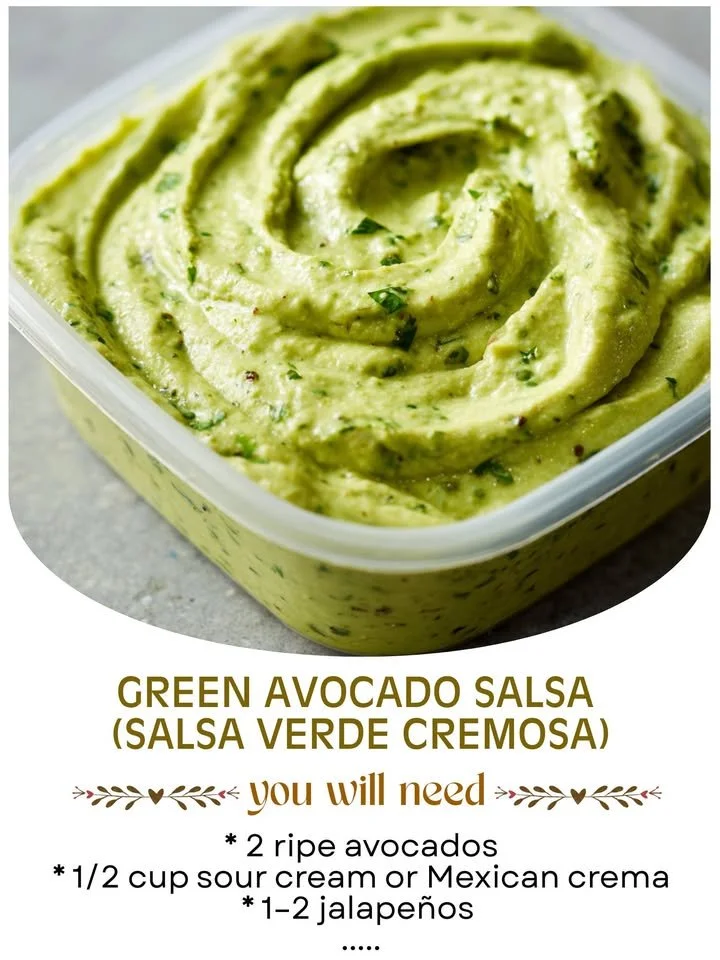 Creamy Green Avocado Salsa served in a bowl with tortilla chips