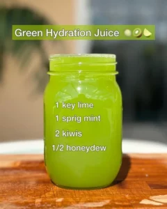 Refreshing green hydration juice with fruits and vegetables for optimal health.