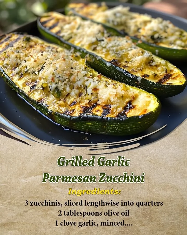 Delicious grilled garlic parmesan zucchini slices on a plate