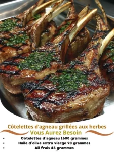 Grilled herb lamb chops seasoned with savory herbs and spices on the grill.