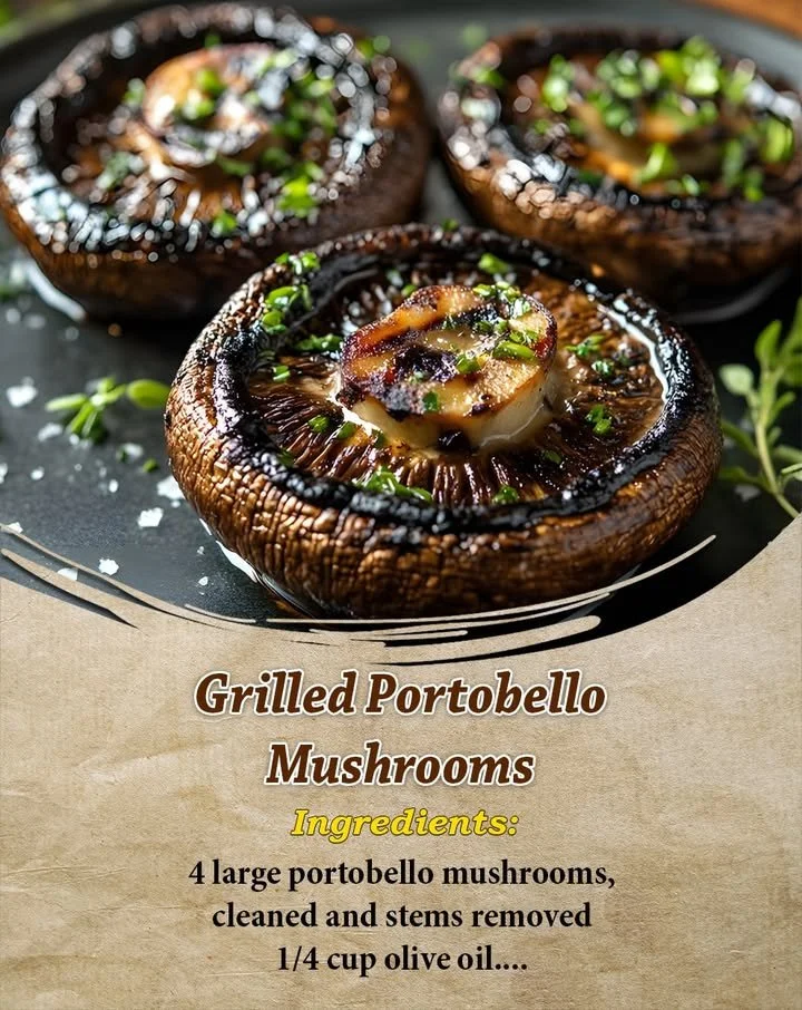 Delicious grilled Portobello mushrooms on a plate