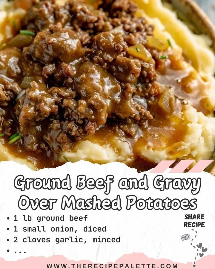 Ground Beef and Gravy Over Mashed Potatoes