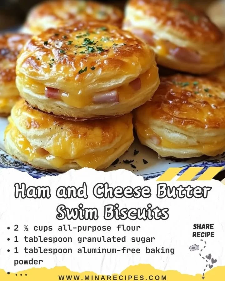 Ham and Cheese Butter Swim Biscuits
