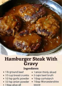 Delicious hamburger steak with savory gravy served on a plate