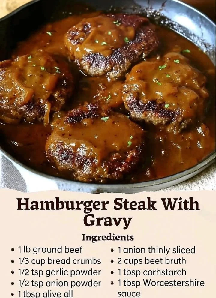 Delicious hamburger steak with savory gravy served on a plate