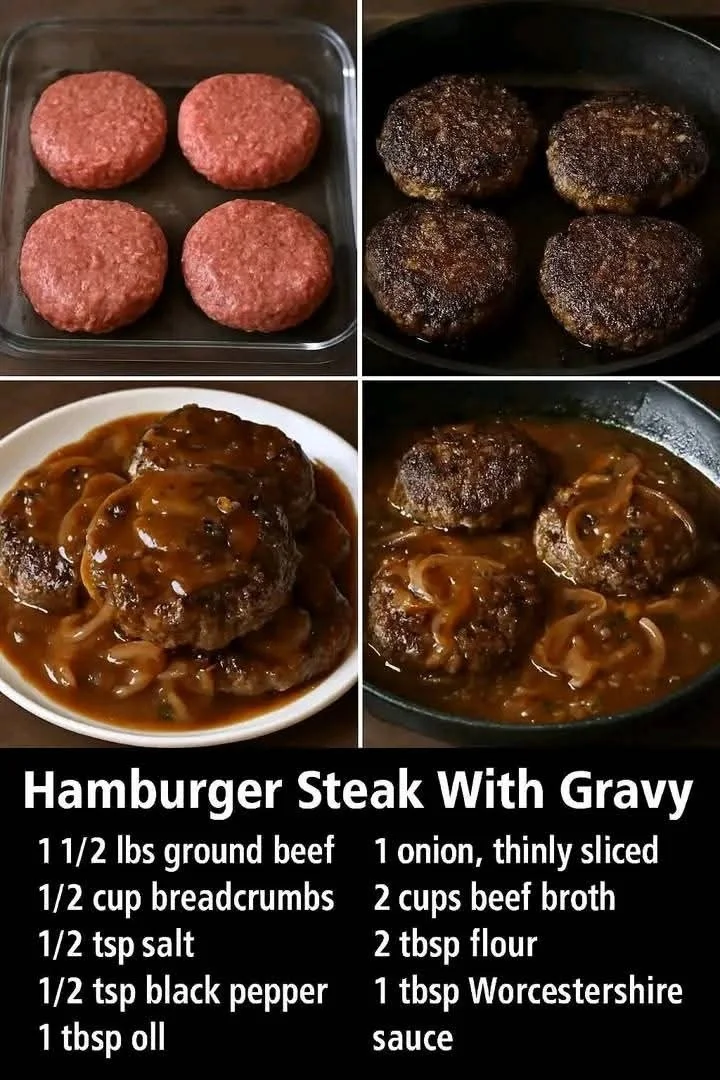 Delicious hamburger steak topped with rich gravy for a comfort food classic