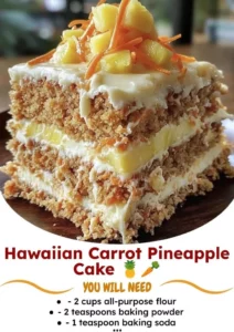 Hawaiian Carrot Pineapple Cake with tropical toppings and textures