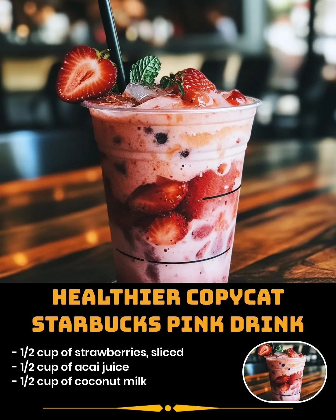 Healthier Copycat Starbucks Pink Drink with strawberries and coconut milk