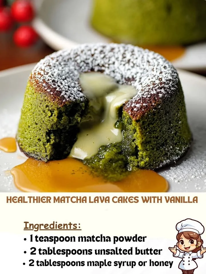 Healthier Matcha Lava Cakes with Vanilla