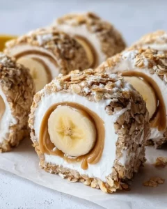 Healthy banana cheesecake sushi rolls made with fresh bananas and cheesecake filling