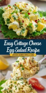 Healthy cottage cheese egg salad in a bowl with fresh herbs