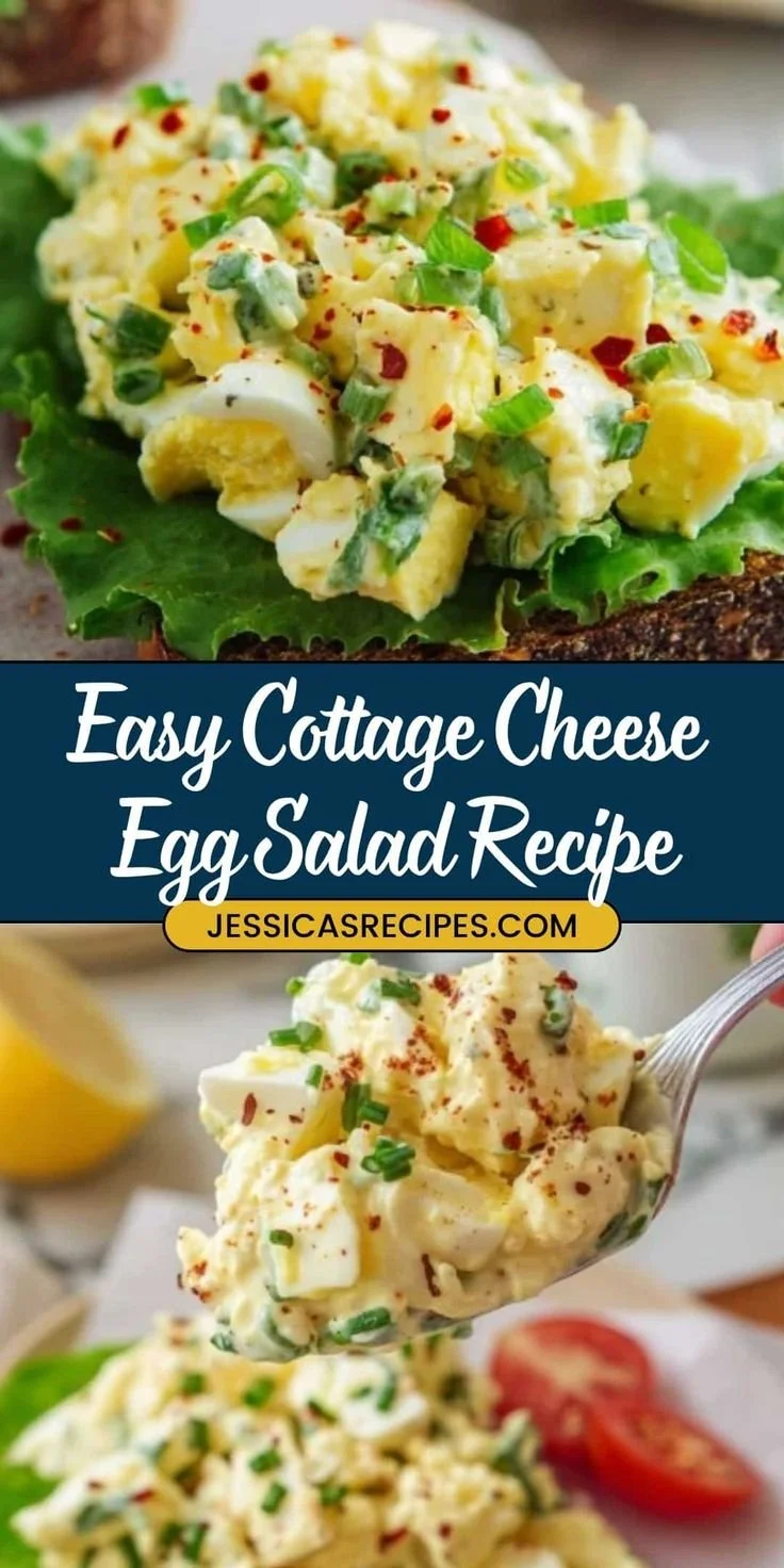 Healthy cottage cheese egg salad in a bowl with fresh herbs