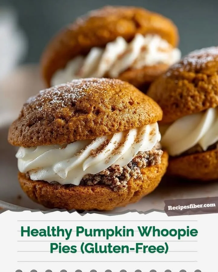 Healthy gluten-free pumpkin whoopie pies with cream filling on a plate