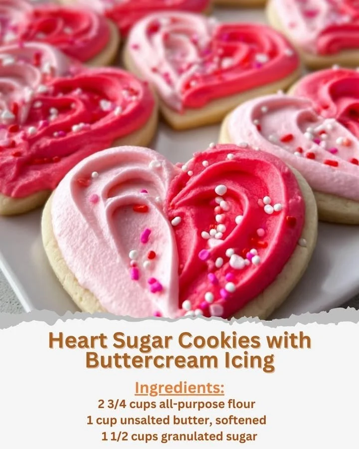 Heart Sugar Cookies with Buttercream Icing