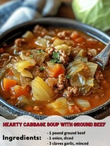 Hearty Cabbage Soup with Ground Beef