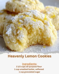 Plate of heavenly lemon cookies with a lemon slice for decoration.