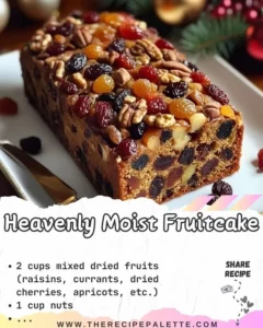 Deliciously moist fruitcake adorned with rich fruits and nuts