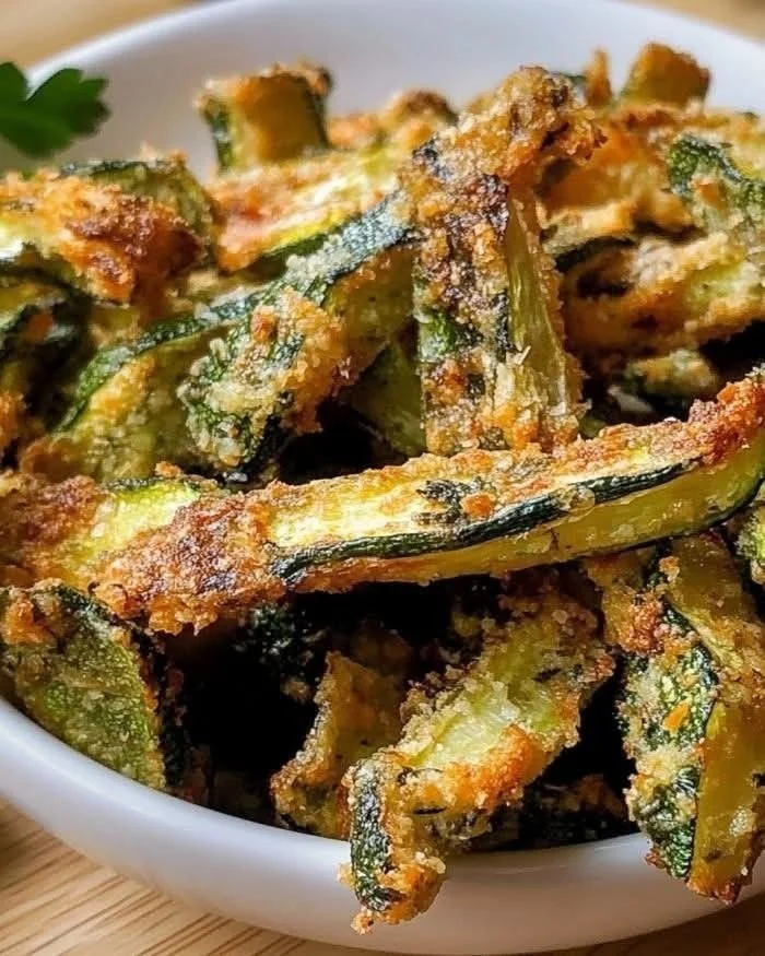 Herb-infused baked zucchini fries made with almond flour