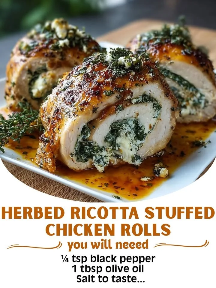 Herbed Ricotta Stuffed Chicken Rolls
