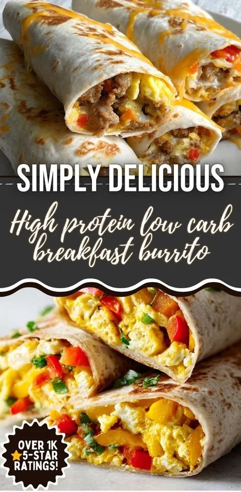High protein low carb breakfast burrito with fresh ingredients