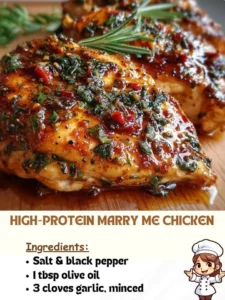 Plate of High-Protein Marry Me Chicken garnished with herbs.