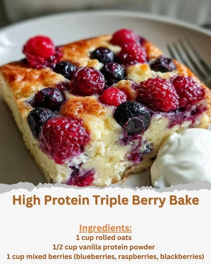 High Protein Triple Berry Bake