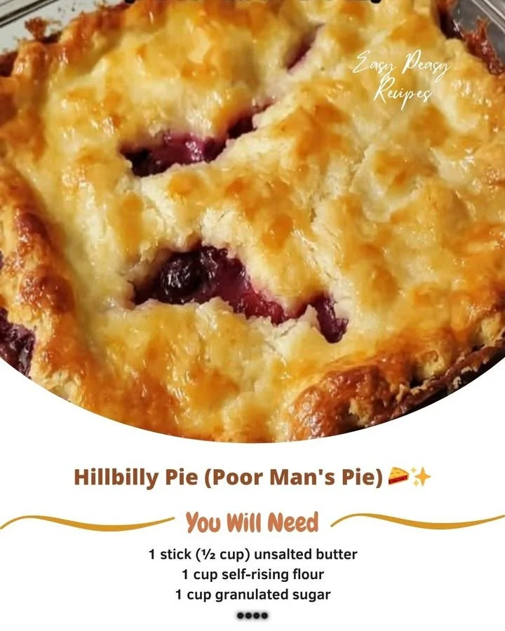Delicious Hillbilly Pie, also known as Poor Man's Pie, served in a rustic setting.