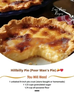 Delicious Hillbilly Pie, also known as Poor Man's Pie, ready to enjoy