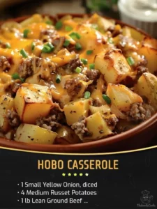Delicious Hobo Casserole served in a baking dish with fresh ingredients.