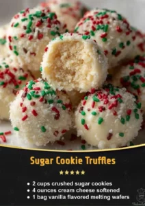 Delicious holiday sugar cookie truffles decorated with festive sprinkles