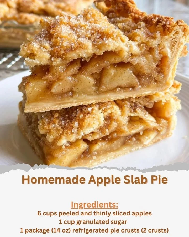 Homemade apple slab pie with a golden crust and fresh apple filling