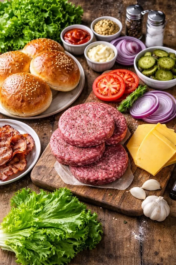 Delicious homemade cheeseburger with fresh toppings and melted cheese