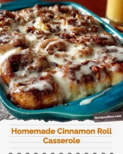 Delicious homemade cinnamon roll casserole fresh out of the oven