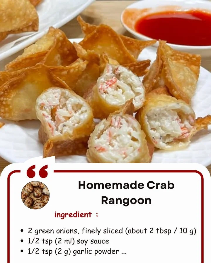 Homemade crab rangoon deep fried wontons served on a platter