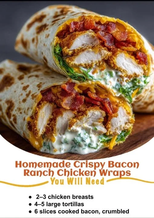 Crispy bacon ranch chicken wraps on a plate, ready to enjoy.