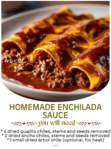 Homemade enchilada sauce in a bowl with ingredients in the background