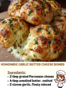 Hot and cheesy homemade garlic butter cheese bombs fresh out of the oven