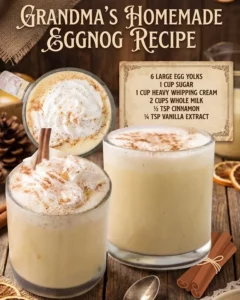 Delicious homemade holiday eggnog served in festive glasses