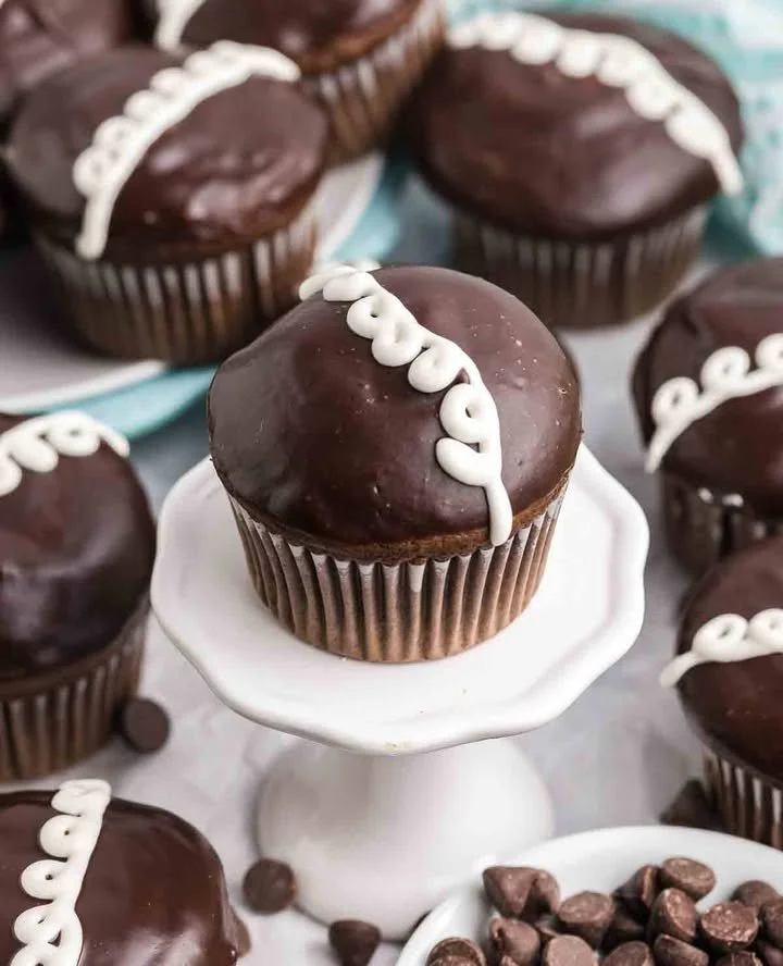 Delicious homemade Hostess chocolate cupcakes topped with rich chocolate frosting