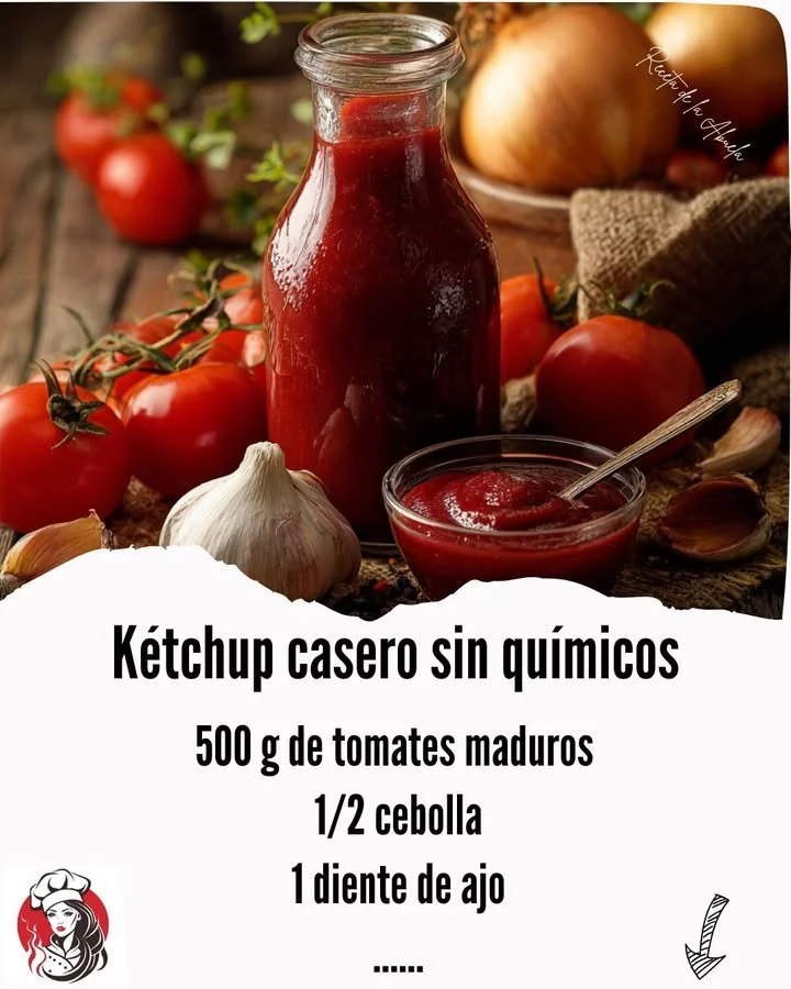 Bottle of homemade ketchup made with fresh ingredients