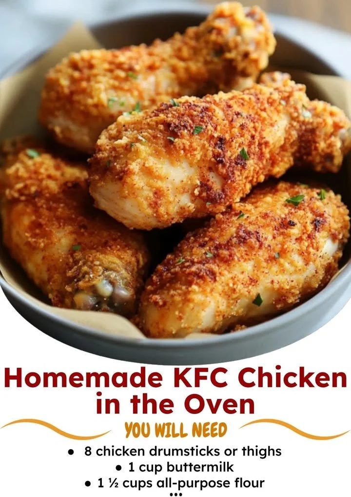 Homemade KFC chicken recipe baked in the oven for crispy, flavorful results.