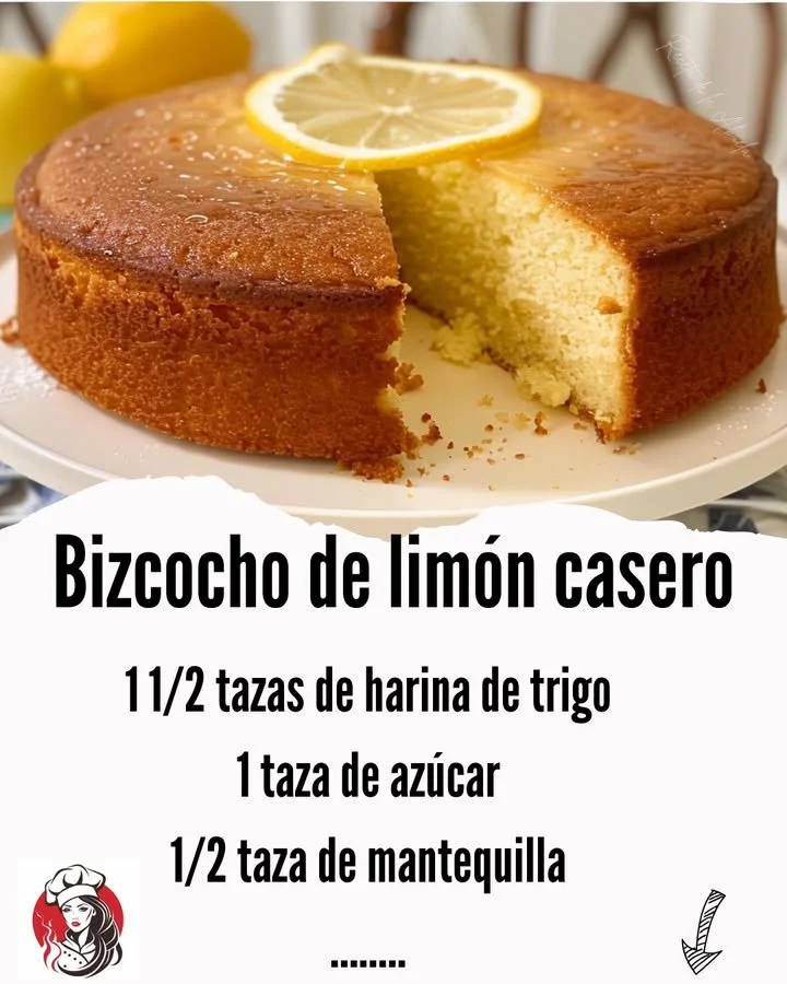 Slice of homemade lemon cake on a plate with lemon slices