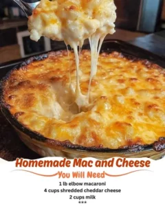 Delicious homemade mac and cheese topped with crispy breadcrumbs.