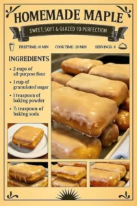 Homemade maple donut bars on a plate, ready to be enjoyed.