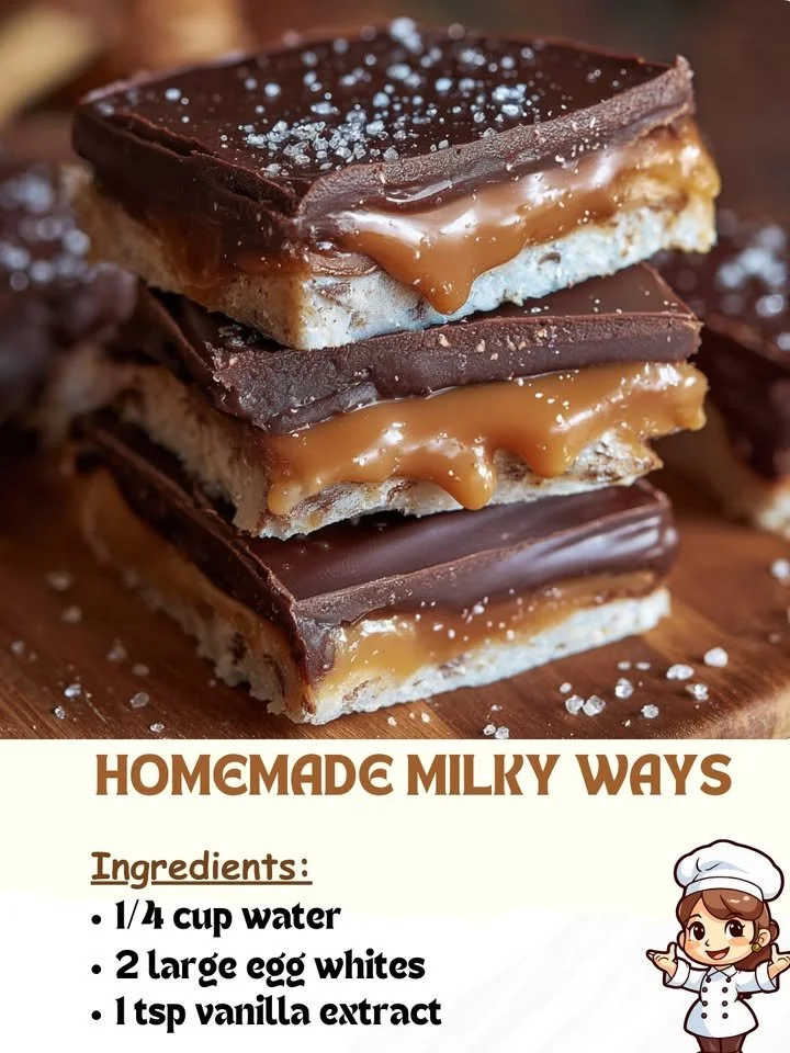 Delicious homemade Milky Way chocolate bars on a plate